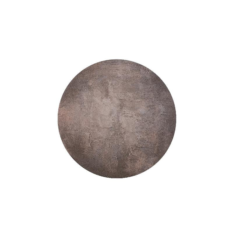 Wall panel made of polyester canvas with MDF frame, round shape and rough texture, brown finish, S – Kemp | PTMD