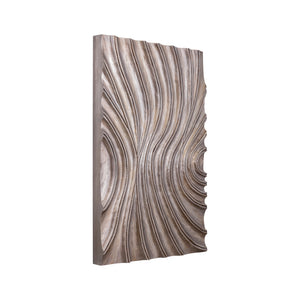 Wandpaneel aus MDF in Dunkelbraun mit glänzendem Finish, Wellenstruktur, rechteckiger Form, S – Reddie | PTMD