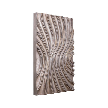 Wandpaneel aus MDF in Dunkelbraun mit glänzendem Finish, Wellenstruktur, rechteckiger Form, S – Reddie | PTMD