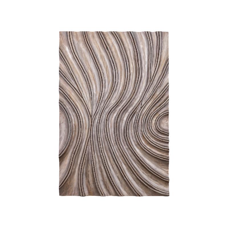 Wandpaneel aus MDF in Dunkelbraun mit glänzendem Finish, Wellenstruktur, rechteckiger Form, S – Reddie | PTMD