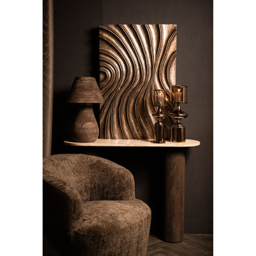 Tischlampe aus Mangoholz, braun, rund, naturbelassen, dekorativ, niedrig – Peake | PTMD