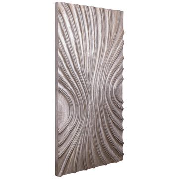 Wandpaneel aus MDF in Dunkelbraun mit glänzendem Finish, Wellenstruktur, rechteckiger Form, L – Reddie | PTMD