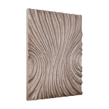Wandpaneel aus MDF in Dunkelbraun mit glänzendem Finish, Wellenstruktur, rechteckiger Form, M – Reddie | PTMD