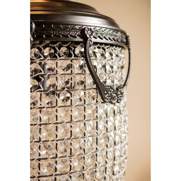 Pendant light in crystal, glass and metal, oval classic design, anthracite look, with canopy, S – Lidde | PTMD