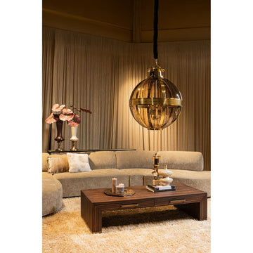 Couchtisch – Holzfurnier, Zwei Schubladen, Rechteckige Form, Braun – Tiess | PTMD