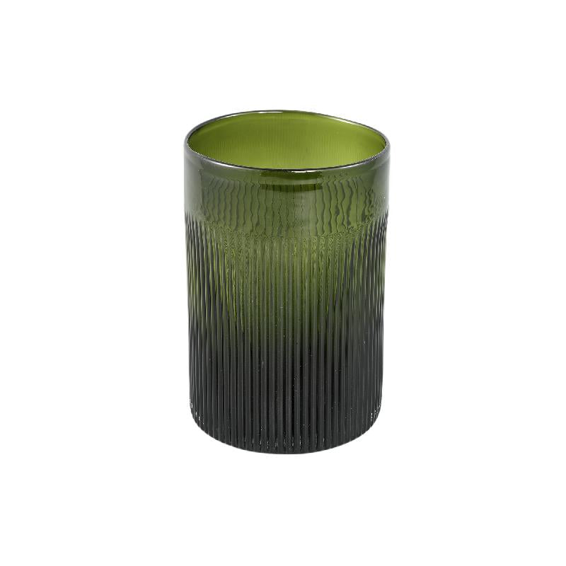 Vase - Olive Glass, Round Shape, Wide Opening, L - Alphaba | PTMD