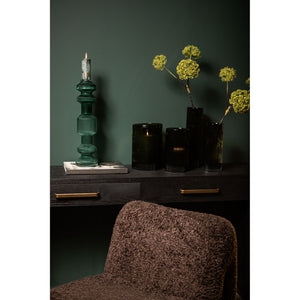 Vase - Olive Glass, Round Shape, Wide Opening, L - Alphaba | PTMD