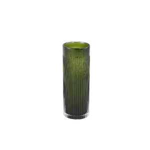 Vase – Olive Glass, Round Shape, Ribbed Surface, L – Alphaba | PTMD