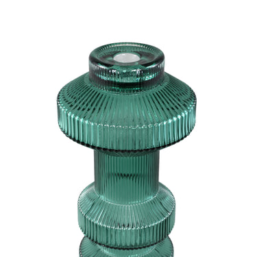Kerzenständer – Geripptes Glas, Bauschige Form, Dunkelgrüne Oberfläche, M – Galinda | PTMD