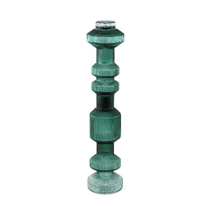 Kerzenständer – Geripptes Glas, Bauschige Form, Dunkelgrüne Oberfläche, M – Galinda | PTMD