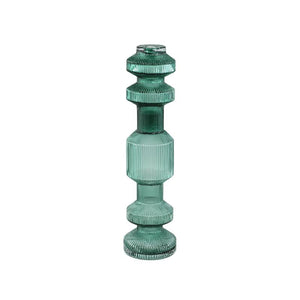 Kerzenständer – Geripptes Glas, Bauschige Form, Dunkelgrüne Oberfläche, S – Galinda | PTMD