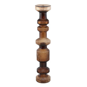 Kerzenständer – Geripptes Glas, Bauschige Form, Braune Oberfläche, L – Galinda | PTMD