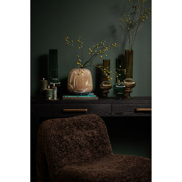 Vase - Dark Green Glass, Ribbed Surface, Round Shape, L - Keala | PTMD