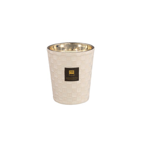 Kerze aus Glas mit Lederdetail & handveredeltem Finish (900 g) – Clean Linen | PTMD - Esszett Luxury | Stilvolles Wohnen mit Charakter