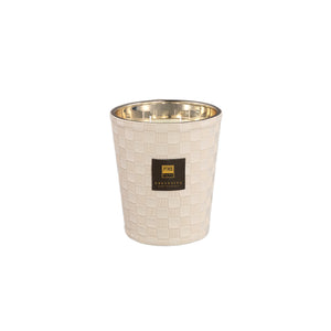 Kerze aus Glas mit Lederdetail & handveredeltem Finish (900 g) – Clean Linen | PTMD - Esszett Luxury | Stilvolles Wohnen mit Charakter