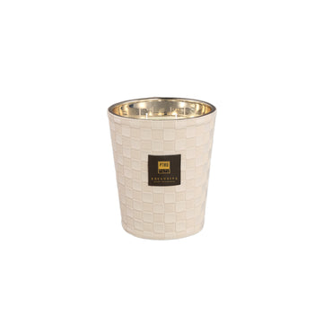 Kerze aus Glas mit Lederdetail & handveredeltem Finish (900 g) – Clean Linen | PTMD - Esszett Luxury | Stilvolles Wohnen mit Charakter