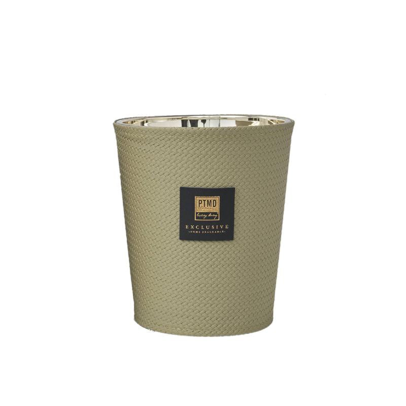 Kerze aus Glas mit Lederdetail & handveredeltem Finish (1,4 kg) – Black Forest | PTMD - Esszett Luxury | Stilvolles Wohnen mit Charakter