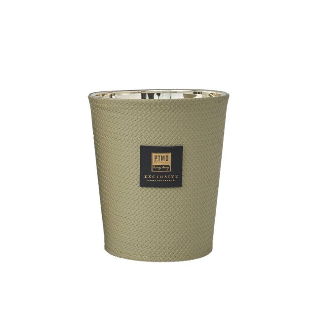 Kerze aus Glas mit Lederdetail & handveredeltem Finish (1,4 kg) – Black Forest | PTMD - Esszett Luxury | Stilvolles Wohnen mit Charakter