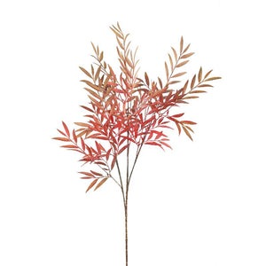 kunstpflanze – Grün-Orangefarbener Myrica-Gagel-Blattzweig aus PE-Kunststoff, M | PTMD
