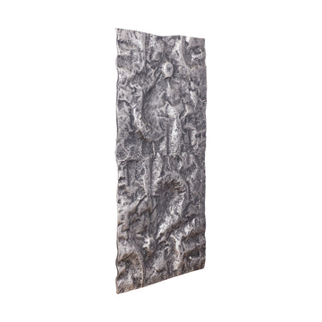 Wandpaneel aus gegossenem Aluminium in Gunmetal-Optik mit rauer Oberfläche, rechteckiger Form, L – Eogan | PTMD
