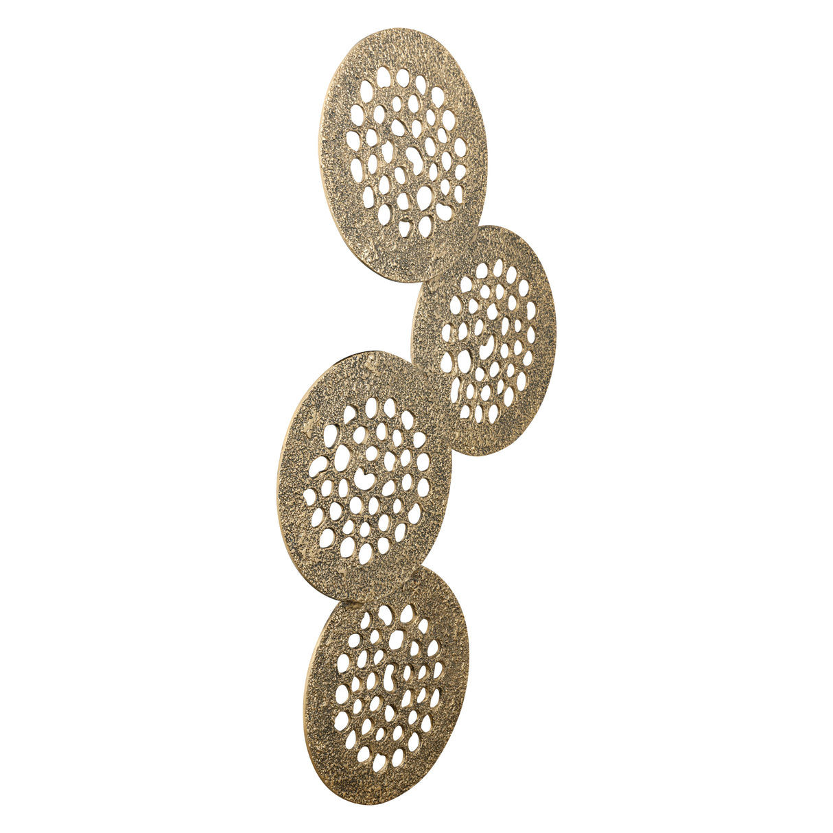 Wall Panel – Four Circle Shapes Design, Cast Aluminum Metal, Gold Finish, XL – Geoffe | PTMD