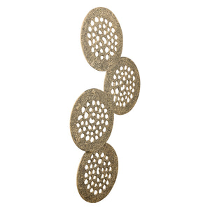 Wall Panel – Four Circle Shapes Design, Cast Aluminum Metal, Gold Finish, XL – Geoffe | PTMD