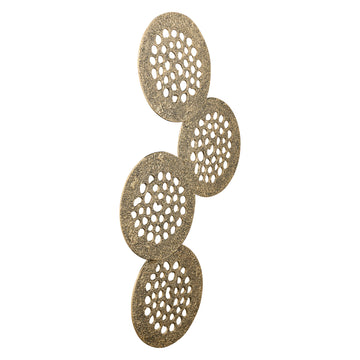 Wandpaneel – Vier Kreisformen Design, Aluminiumguss Metall, Goldene Optik, XL – Geoffe | PTMD