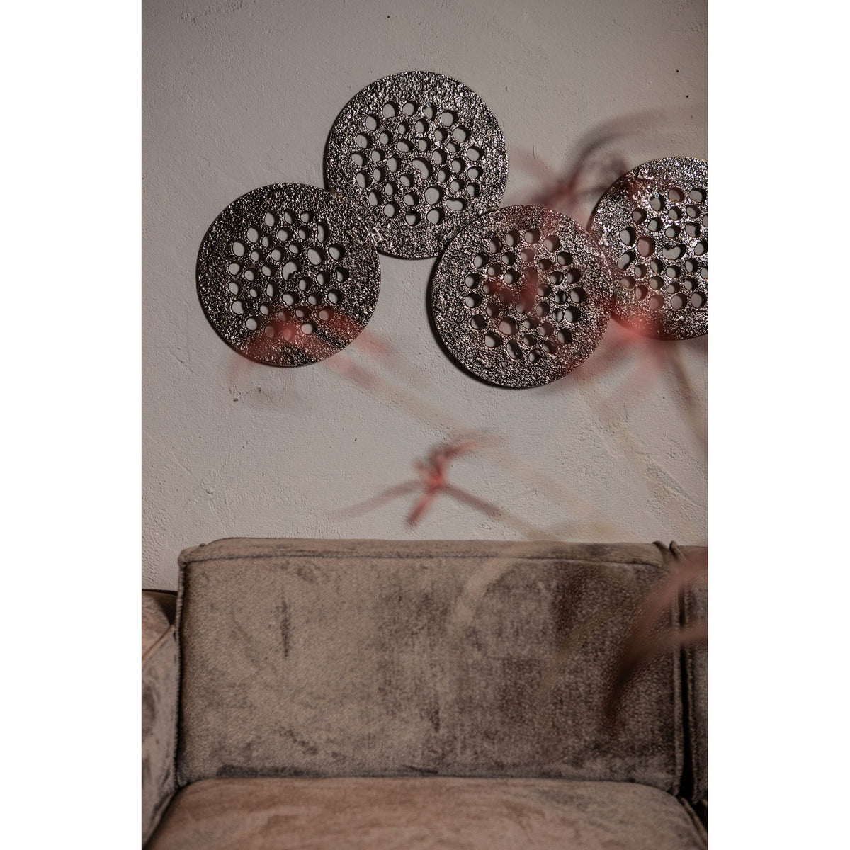 Wandpaneel – Vier Kreisformen Design, Aluminiumguss Metall, Moderne Optik, XL – Geoffe | PTMD