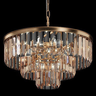 Pendelleuchte mit goldenem Metallrahmen und Bernstein - Kristallverzierungen im luxuriösen Design – Revero | Maytoni - Esszett Luxury | Stilvolles Wohnen mit Charakter