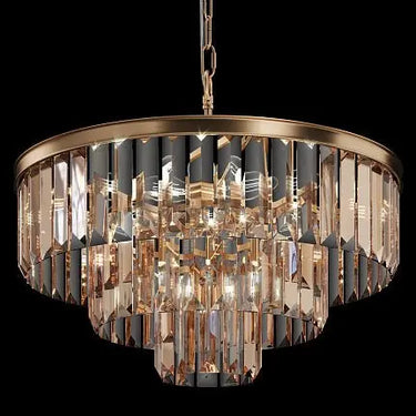 Pendant light with golden metal frame and amber crystal embellishments in a luxurious design – Revero | Maytoni