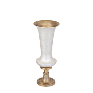 Vase - Cast Aluminum, Luxury Enamel Finish, Handmade, Round, White, S – Lysse | PTMD