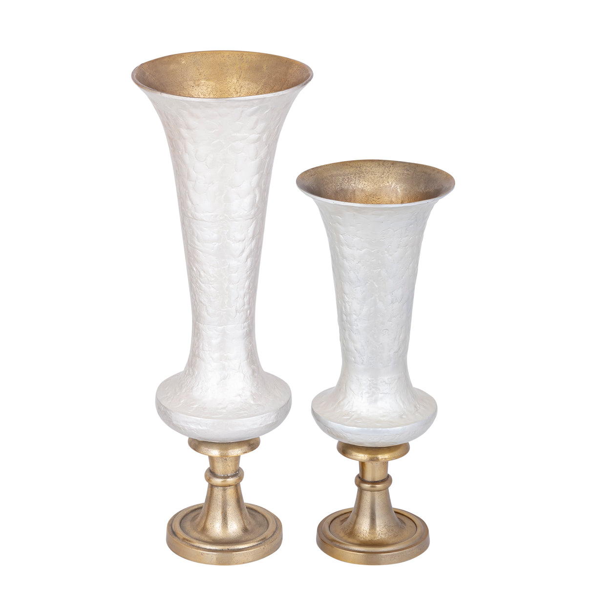 Vase - Cast Aluminum, Luxury Enamel Finish, Handmade, Round, White, S – Lysse | PTMD
