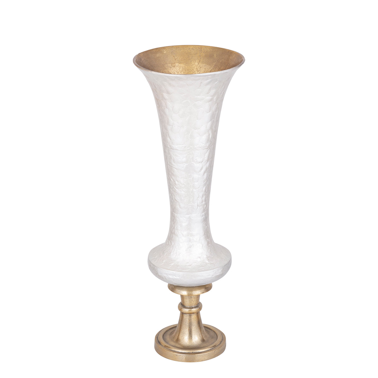 Vase - Cast Aluminum, Luxury Enamel Finish, Handmade, Round, White, L – Lysse | PTMD