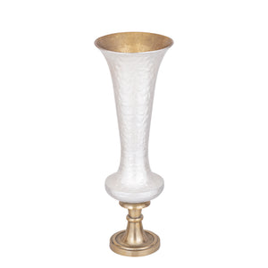 Vase - Cast Aluminum, Luxury Enamel Finish, Handmade, Round, White, L – Lysse | PTMD