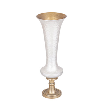 Vase - Aluminiumguss, Luxus-Emaille-Finish, rund, Weiß, L – Lysse | PTMD