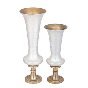 Vase - Cast Aluminum, Luxury Enamel Finish, Handmade, Round, White, L – Lysse | PTMD
