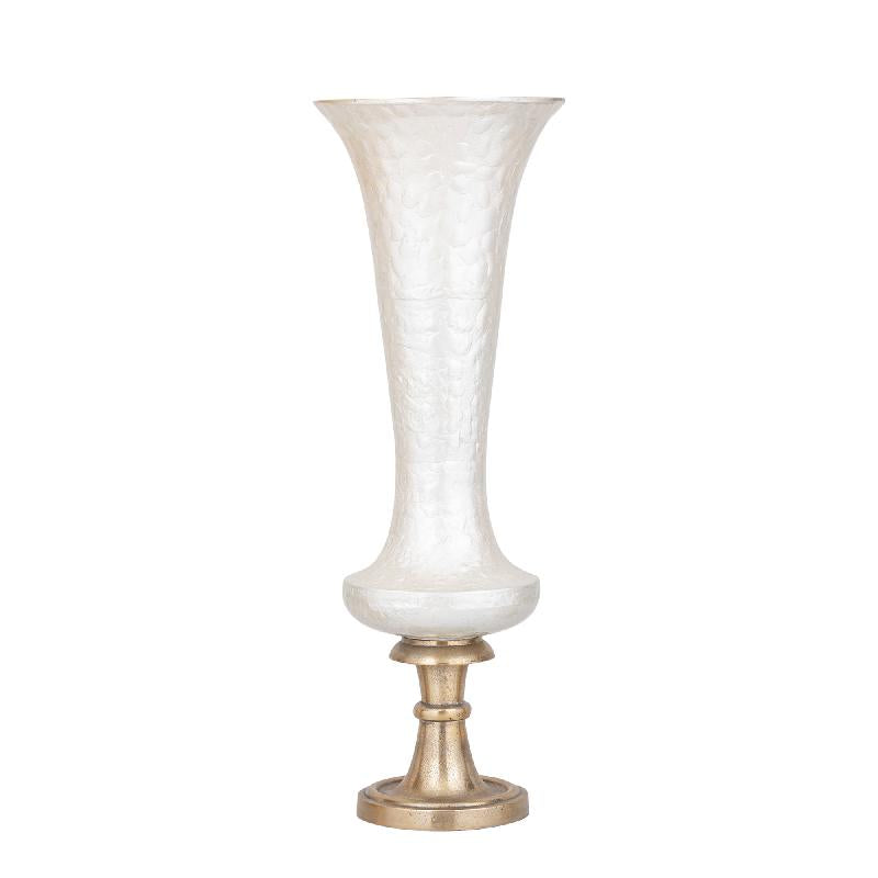 Vase - Cast Aluminum, Luxury Enamel Finish, Handmade, Round, White, L – Lysse | PTMD