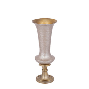 Vase - Cast Aluminum, Luxury Enamel Finish, Handmade, Round, Champagne, S – Lysse | PTMD