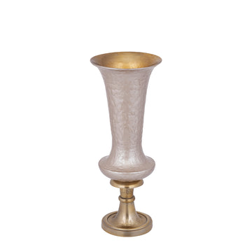 Vase - Aluminiumguss, Luxus-Emaille-Finish, rund, Champagner, S – Lysse | PTMD