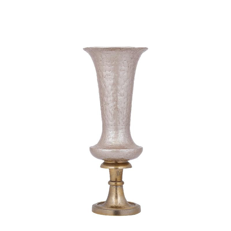 Vase - Cast Aluminum, Luxury Enamel Finish, Handmade, Round, Champagne, S – Lysse | PTMD
