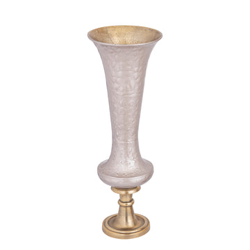 Vase - Aluminiumguss, Luxus-Emaille-Finish, rund, Champagner, L – Lysse | PTMD