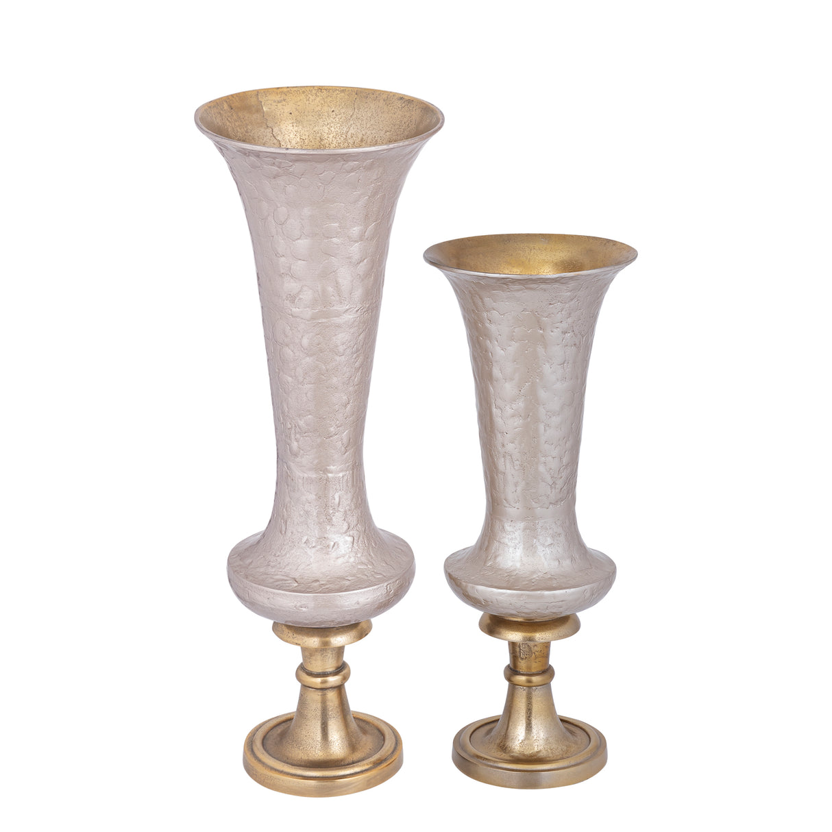 Vase - Aluminiumguss, Luxus-Emaille-Finish, rund, Champagner, L – Lysse | PTMD