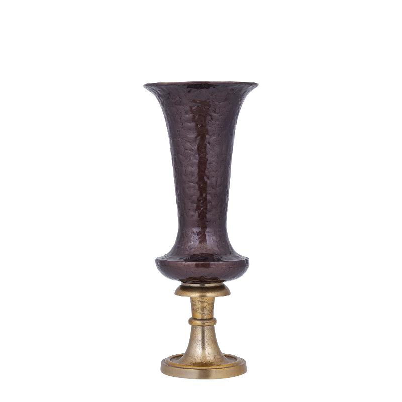 Vase - Aluminiumguss, Luxus-Emaille-Finish, rund, Dunkelbraun, S – Lysse | PTMD