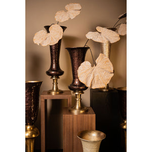 Vase - Cast Aluminum, Luxury Enamel Finish, Handmade, Round, Dark Brown, L – Lysse | PTMD