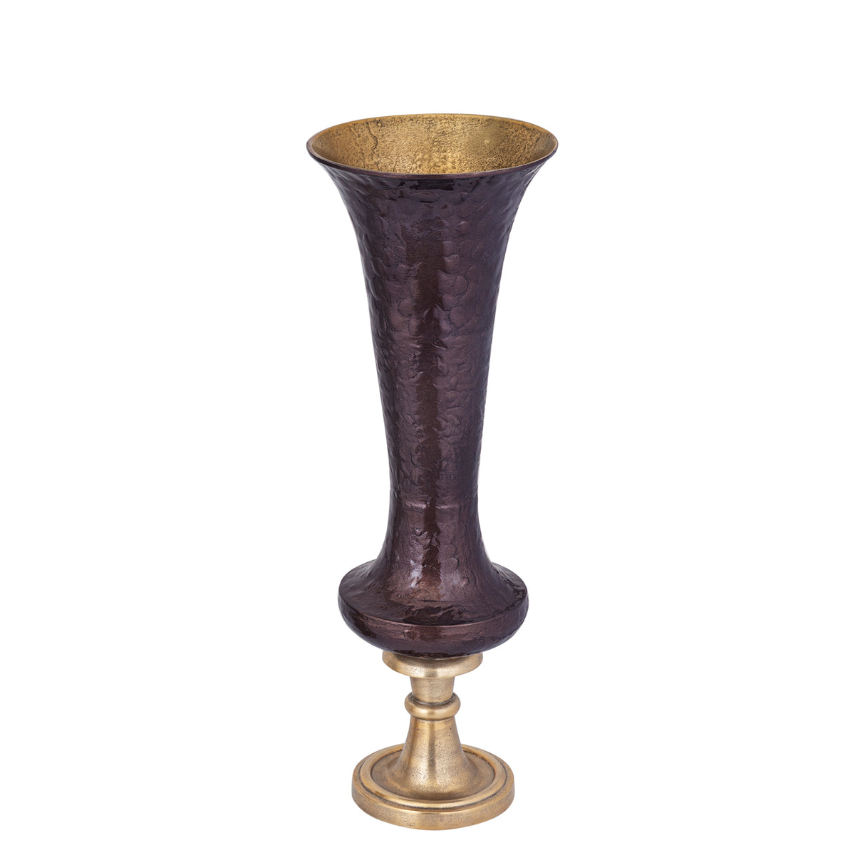 Vase - Cast Aluminum, Luxury Enamel Finish, Handmade, Round, Dark Brown, L – Lysse | PTMD