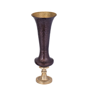 Vase - Cast Aluminum, Luxury Enamel Finish, Handmade, Round, Dark Brown, L – Lysse | PTMD