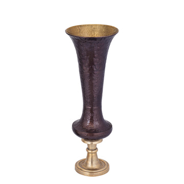 Vase - Aluminiumguss, Luxus-Emaille-Finish, rund, Dunkelbraun, L – Lysse | PTMD
