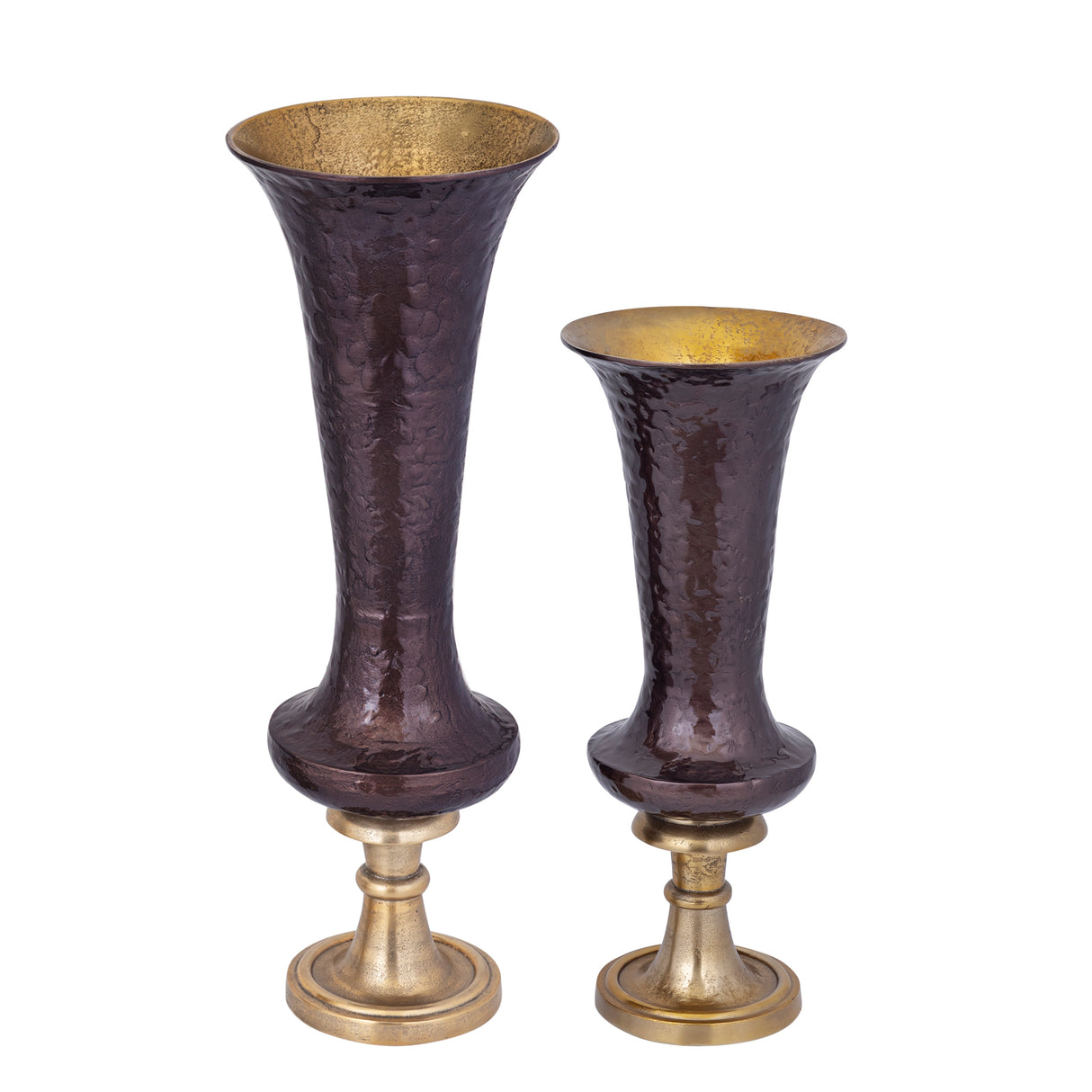 Vase - Cast Aluminum, Luxury Enamel Finish, Handmade, Round, Dark Brown, L – Lysse | PTMD