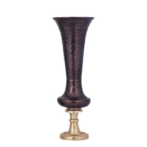 Vase - Cast Aluminum, Luxury Enamel Finish, Handmade, Round, Dark Brown, L – Lysse | PTMD