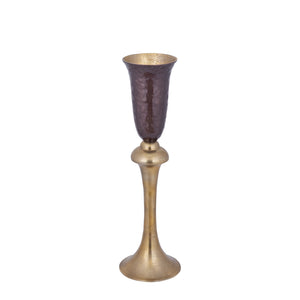 Vase - Cast aluminum, enamel finish, goblet shape, handmade, dark brown, S – Lysse | PTMD